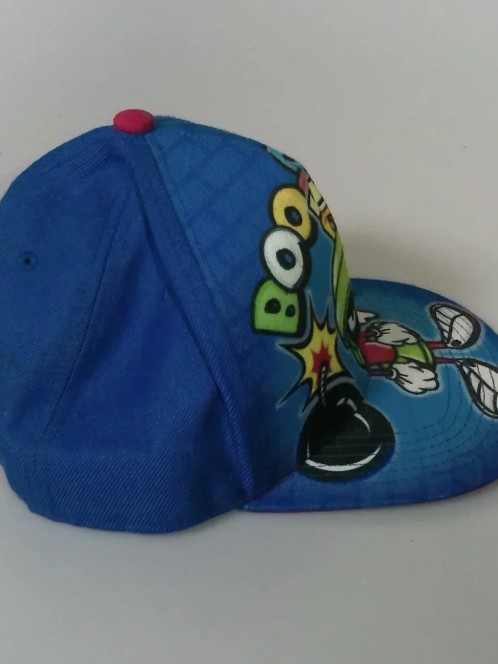 Looney Tunes Marvin The Martian BOOOM Graphic Snapback Hat Blue Cartoon Cap